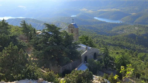 Bell tower of the Notre-Dame-de-Victoire chapel on the Montagne Sainte-Victoire Stock Footage 162487271