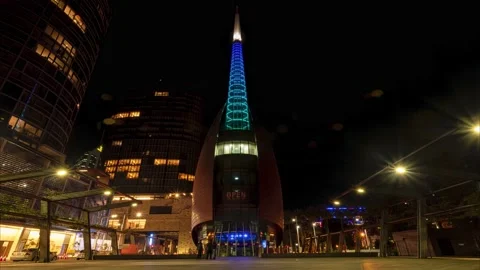 Bell Tower - Perth City time lapse video 8K Stock Footage 130230754
