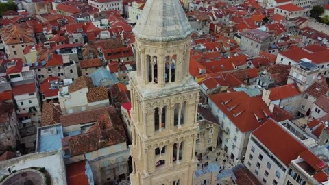Bell tower of saint domnius cathedral in split, croatia 스톡 동영상 339847228