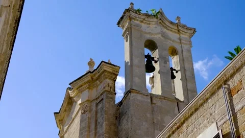 Bell tower in the town of Polignano a Mare. Stock Footage 275033992