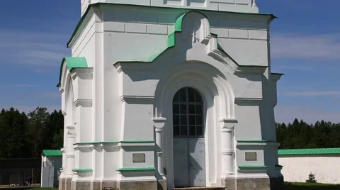 Bell tower Transfiguration in Holy Trinity Alexander Svirsky Monastery in Russia Stock Footage 67759774