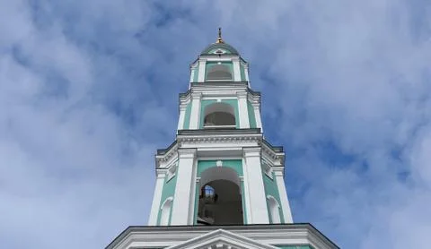 The bell tower of the Transfiguration of the Savior Cathedral in Tambov Russi 库存照片