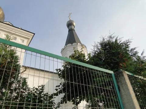 Bell tower view from the bottom Stock Photos
