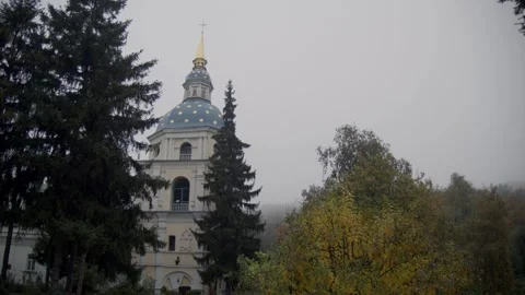 The bell tower of the Vydubychi Monastery. Stock Footage 255616970