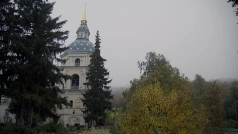 The bell tower of the Vydubychi Monastery. Stock Footage 255616979