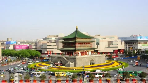 Bell Tower in Xi'an, China Stock Footage 890893
