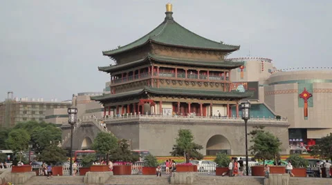 The Bell Tower in Xian Stock Footage 35535563