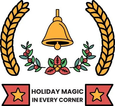 A bell is on a white background with a wreath Stock Illustration