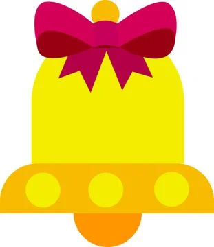 The bell is yellow with a bow . Stock Illustration