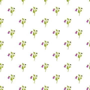 Belladonna flowers creating a seamless flat design floral pattern Illustrazione stock