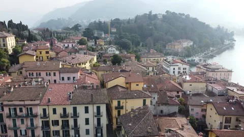 Bellagio, Como, Italy - March, 2, 2023: drone view of Bellagio Stockbeeldmateriaal 313541925