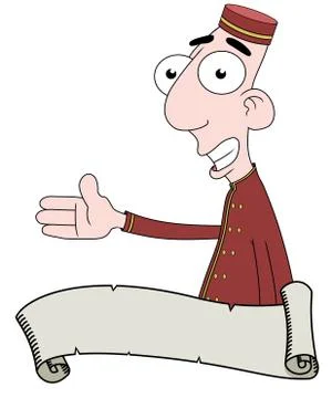 Bellboy and scroll Stock Illustration