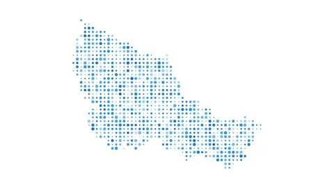 Belle Ile dotted digital map. Map of Belle Ile with pulsating colored circles... Stock Footage 230454300