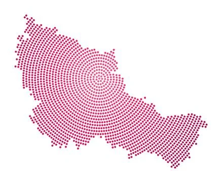 Belle Ile dotted map. Digital style shape of Belle Ile. Tech icon of the is.. Stock Illustration