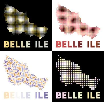 Belle Ile map. Collection of map of Belle Ile in dotted style. Borders of t.. Stock Illustration