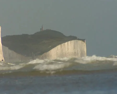 Belle Tout lighthouse on the white cliffs Stock Footage 32528124