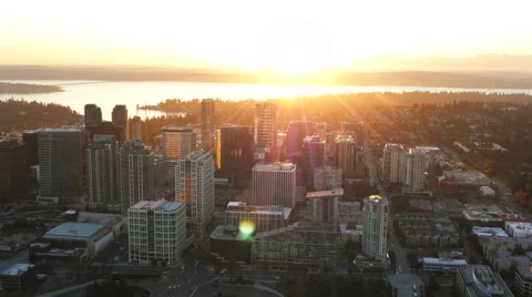 Bellevue aerial sunset Stock Footage 57375852