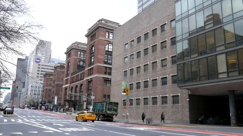 Bellevue Hospital Empty First Ave Medical City Street NYC Coronavirus Lockdown Stock Footage 127867995