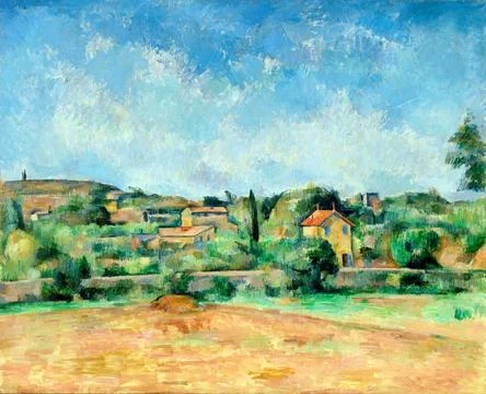 The Bellevue Plain, also called The Red Earth by Paul Cezanne. Illustrazione stock
