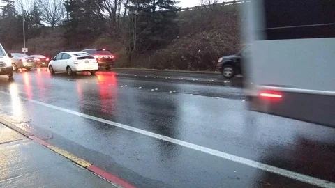 Bellevue rainy traffic Stock Footage 86458691