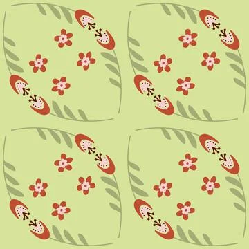 Bellflower flower pattern on light green background seamless pattern for desi Illustrazione stock