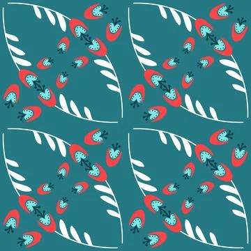 Bellflower on green background seamless pattern design, vector eps illustrati Stock Illustration