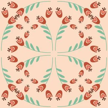 Bellflower on pink beige seamless pattern for textile and wrapping paper desi Stock Illustration