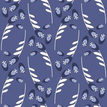 Bellflower on purple background seamless pattern for textile and wrapping pap Stock Illustration