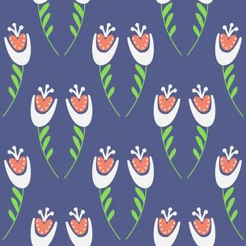Bellflower on purple background seamless pattern for textile and wrapping pap Stock Illustration