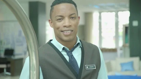 Bellhop at hotel Stock Footage 75239127