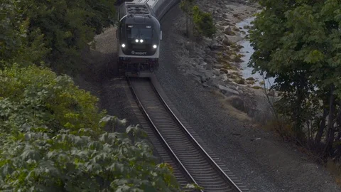 Bellingham Amtrak train Stock Footage