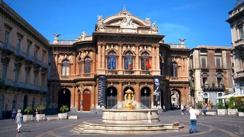 BELLINI THEATER IN CATANIA Stock Footage 84036305