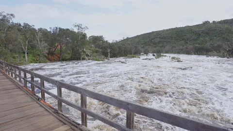 Bells Bells Rapids Park Perth Afternoon on bridge v2 Stock Footage 205046936