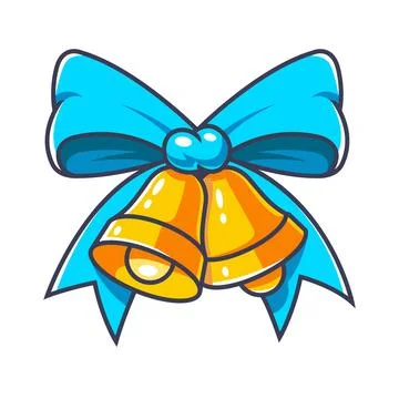 Bells with blue bow. Stock Illustration