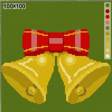 Bells with a bow - pattern for   cross-stitch or knitting Stock Illustration