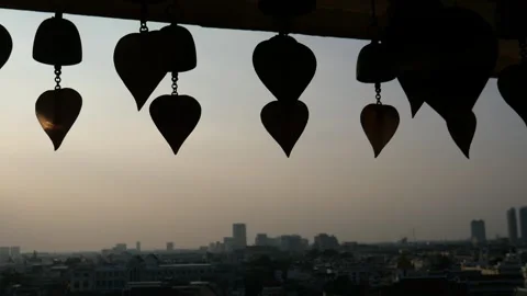 Bells in Buddhist temple Stock Footage 295956254