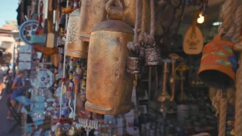 Bells in flea market Video stock 81207760