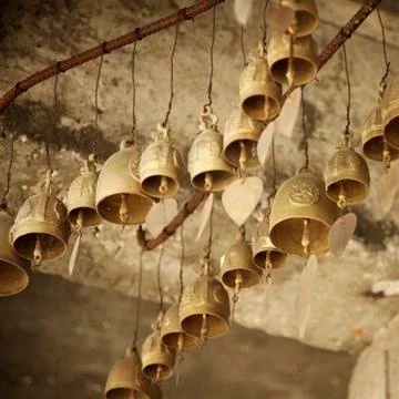 Bells inside the buddhist monastery Foto stock