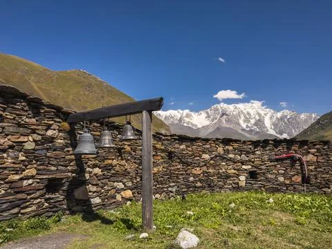 Bells with Mountain View Stock Photos