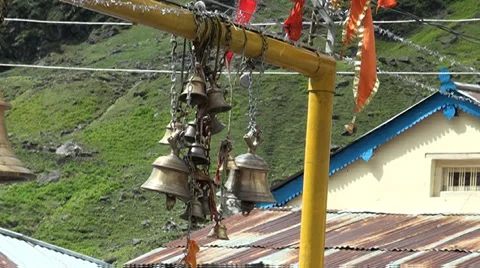 Bells outside kedar Stock Footage 29664630