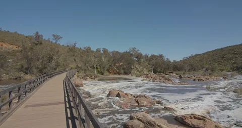 Bells Rapids Perth with people walking past camera Stock-Footage 115977833