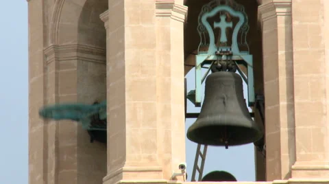 Bells ringing in belfry Stock Footage 47965793