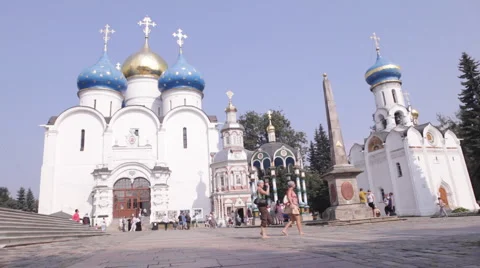 Bells ringing in St. Sergius Lavra, Sergiev Posad, Moscow district, Russia Stock Footage 1100865