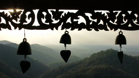 Bells in a temple on the mountain Stock Footage 103350207