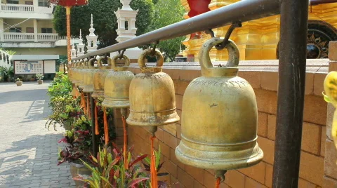Bells at Thai Temple Stock Footage 663042