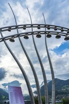 The bells in the town center of Chatel Stock Photos