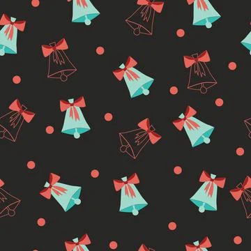 Bells vector seamless pattern design for Christmas decor and textile Stock Illustration