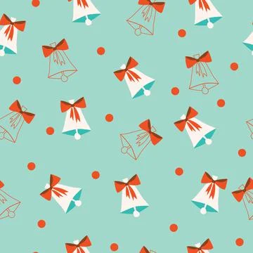 Bells vector seamless pattern design for Christmas decor and textile Stock Illustration