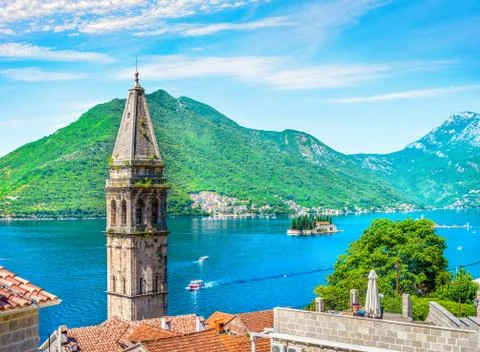 Belltower in Perast Foto stock