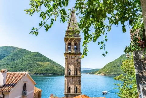 Belltower in Perast Foto stock